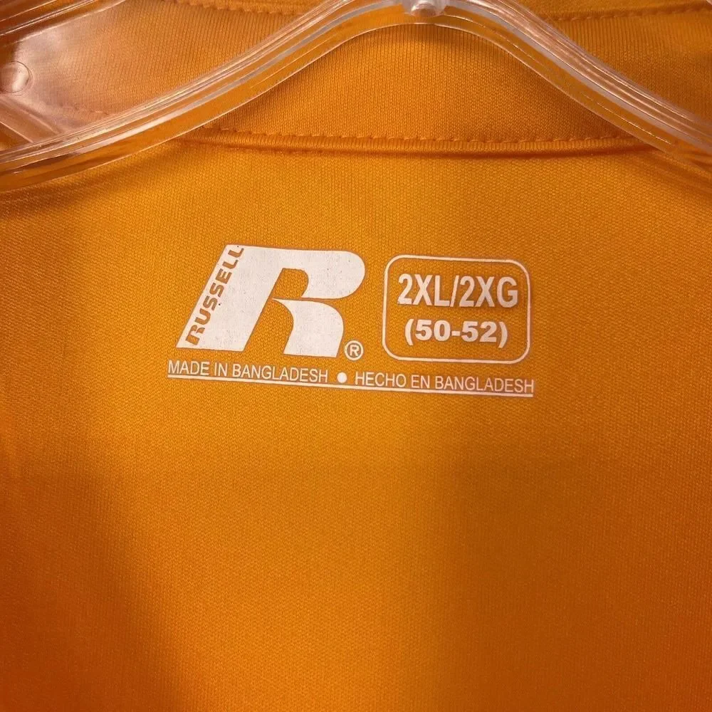 Tennessee Volunteers Polo Mens Size 2XL Orange Athletic Quick Dry Russel Power T